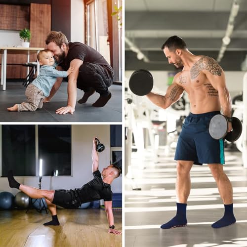 Tphon Meias masculinas antiderrapantes para ioga, pilates, antiderrapante, pacote com 3, meias hospi