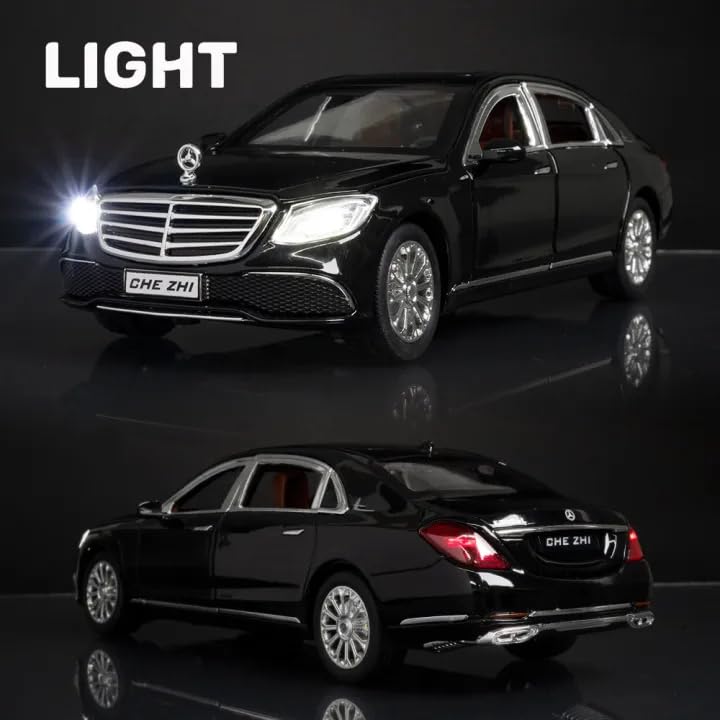 Image of Alokik Enterprise 1:24 Marcedes Benz E300L Diecast Metal Pull Back Car with 6 Openable Doors with Sound and Light Toy Decoration car Best Gift Toys for Kids 【Black】