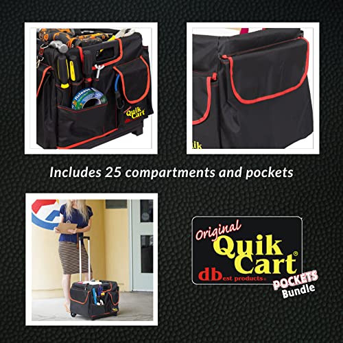 Dbest Products Quik Cart Pockets Bundle Caddy Organizer Teacher Tote Rolling Crate Mobile Tool Storage Fabric Cover Bag, Black #TOP2