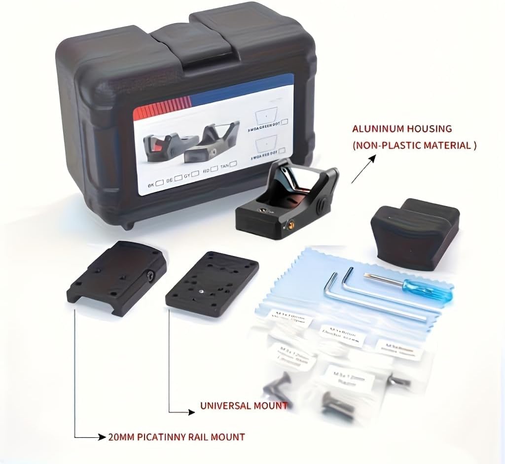 Red Dot Sight Micro Pistol Sight Open-Top Rifle Scope, Multi-Reticle, 20mm Picatinny Rail Mount, Universal Mount, for Rapid-Fire Aiming Hunting Rifle