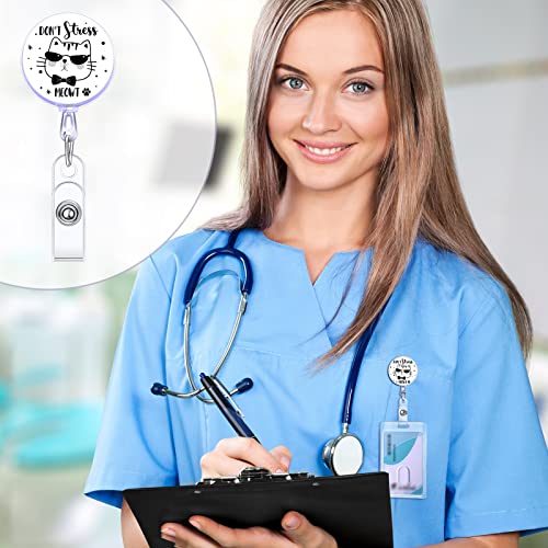 3 Pieces Funny Cat Retractable Id Badge Reel Cats And Coffee Nurse Id Badge Reel Retractable Id Card Badge Holder For Nurses Doctor Teacher Student Volunteer #TOP3