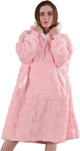 Romint Manta de gran tamaño con capucha con mangas, manta Sherpa para adultos como regalo para mamá y mujer, sudadera acogedora