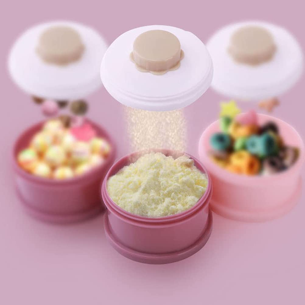 AIXING 2 stuks draagbare melkpoederdispenser voor baby's, rond – doos voor melkpoeder, 4 vakken, bewaardoos voor melkpoeder voor baby's voor reizen open lucht