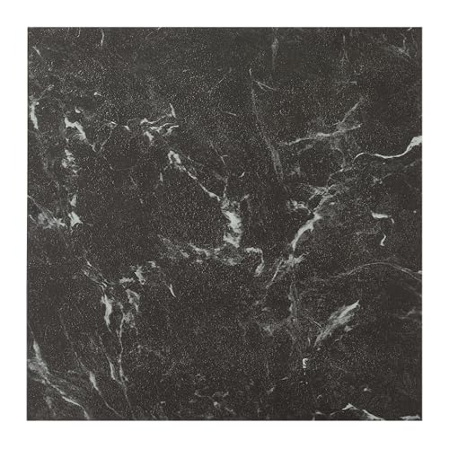 INMOZATA 10pcs Peel and Stick Floor Tiles 12 x 12 inches Vinyl Flooring Marble Effect Self Adhesive Floor Tile Waterproof Stick on Floor Tiles for Bathroom Kitchen Living Room(Marble Black 02)