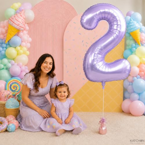 Image of KatchOn Light Purple 2 Balloons, 40 Inch Lilac Helium Mylar Foil Number 0-9
