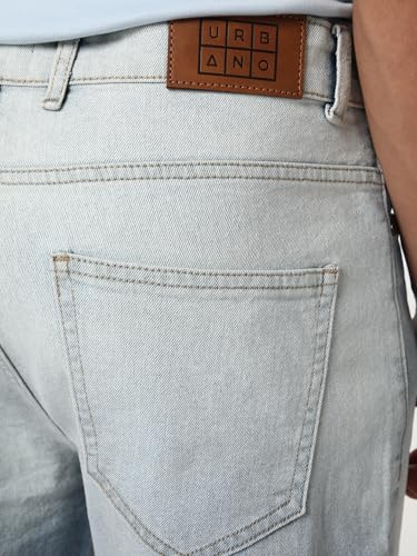 Image of Urbano Fashion Men's Straight Fit Heavy Washed Faded Denim Jeans Stretchable
