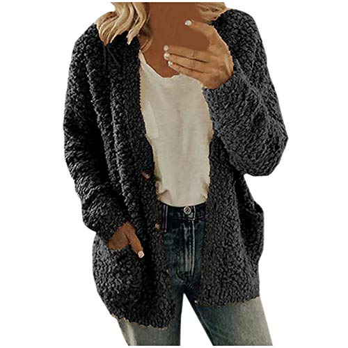 Fleece Cardigans for Women Sherpa Jackets Fuzzy Fleece Warm Teddy Cozy Sweaters with Pockets Casual Soft Winter Coats