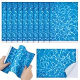 GOMAKERER 12 Stück Vinyl Poolreparaturflicken, Selbstklebende Reparaturaufkleber In Dodger Blue Wasserdicht Mit Wasserwellenmuster Für Architektur Modellboote Zelte, 28.5x21cm
