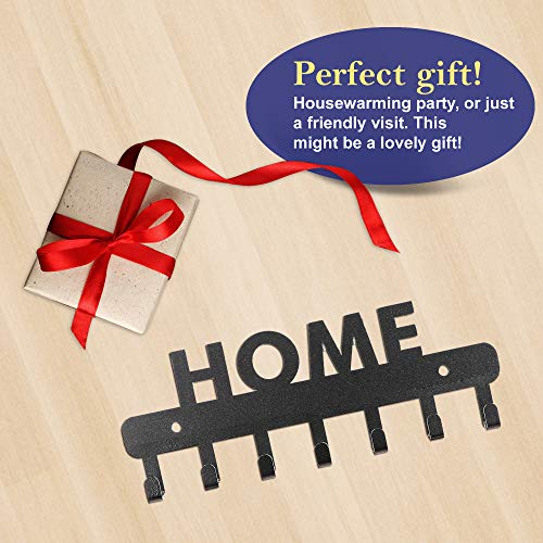Image of Sehaz Artworks Metal Key Holder for Home | Bird Key Hooks | Key Holder for Home Decor Stylish | Key Stand for Wall (7 Hooks, Black)