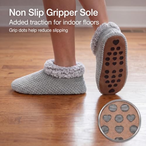Image of The Metluks Womens Slippers Indoor Soft Sole Slipper Socks | Fuzzy sherpa lining, warm winter comfort, non slip grippers, flexible feel, washable, cozy home wear