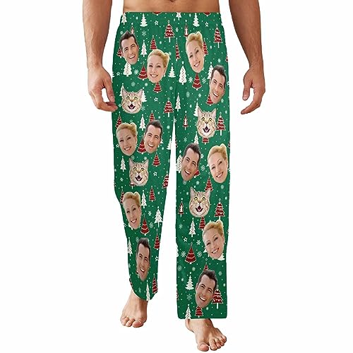Personalized Face Photo Pajamas for Men Women Custom Christmas Face Pajama Pants Sleepwear Bottoms for Christmas Birthday