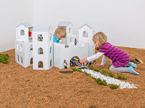 Betzold 754574 - Holz-Ritterburg für Kinder, 8-teilig, groß und stabil - Burg Ritter Spielen – Bild 6