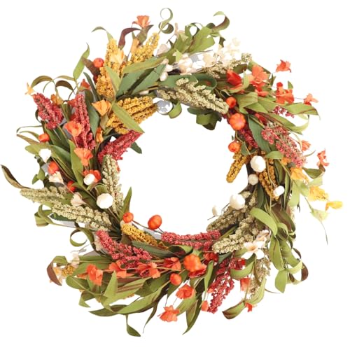 22 Inches Farmhouse Style Plastic Simulation Fall Wreaths for Daily Autumn - image 1