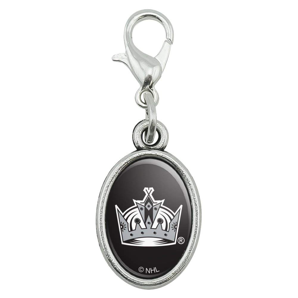 GRAPHICS & MORE NHL Los Angeles Kings Logo Antiqued Bracelet Pendant Zipper Pull Oval Charm with Lobster Clasp