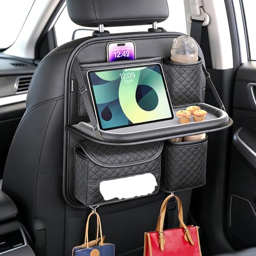 SportySizz Leather Car Backseat Organizer with Foldable...