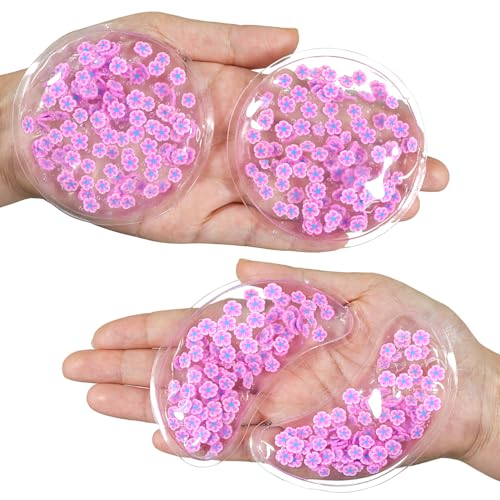 Image of 4PCS Gel Eye Ice Pack Set, Cold & Hot Compress, Reusable Cooling Gel Pads for Strain Relief, Relaxation, SPA and Sleep (4 Purple Flowers-2)