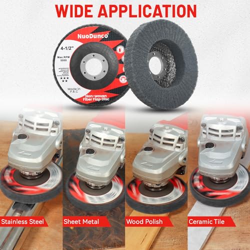 NuoDunco 10Pcs 600 Grit Scour Flap Disc 4 1/2 Inch Angle Grinder Attachment Stainless Steel Aluminum Polishing Wheel Scouring Pad Wire Brush Sanding Disc