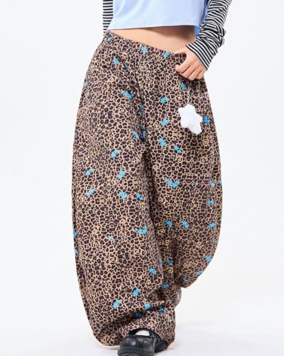 Y2k Unisex Vintage Leopard Star Print Grunge Baggy Wide Leg Pants Hiphop Streetwear Harajuku Oversize Casual Trousers4