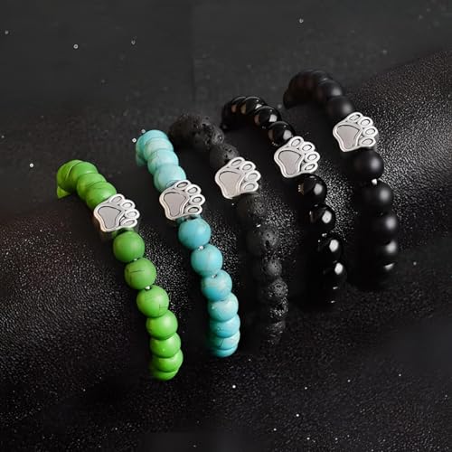 Stone Paw Bracelet - Animal Bracelet with Natural Gemstone Charm - Adjustable Cord Wristband for Pet Lovers, Dog Owners & Cat Enthusiasts - Handcrafted Jewelry for Men & Women2
