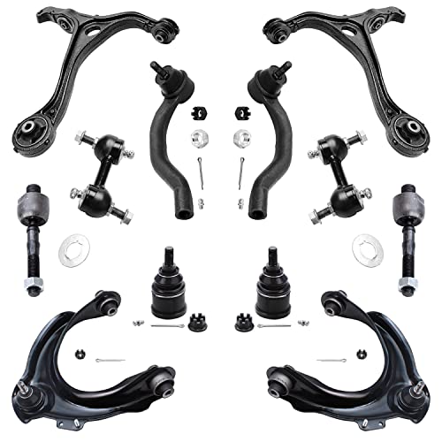 Image of Detroit Axle - 12pc Front End Suspension Kit for Acura 04-08 TSX, 03-07 Honda Accord, Upper & Lower Control Arms Tie Rods Sway Bars Lower Ball Joints 2003 2004 2005 2006 2007 Replacement
