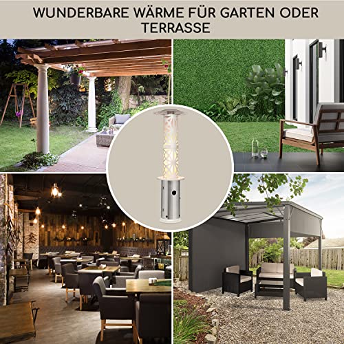 Blumfeldt Terrassenheizer, Outdoor- Gasheizstrahler, Heizpilz Gas für Terrasse, Garten & Balkon, Terrassen- Heizer mit Elektrischer Zündung, 360°Flammen- Blick, Gas- Heizstrahler mit Bodenrollen-5