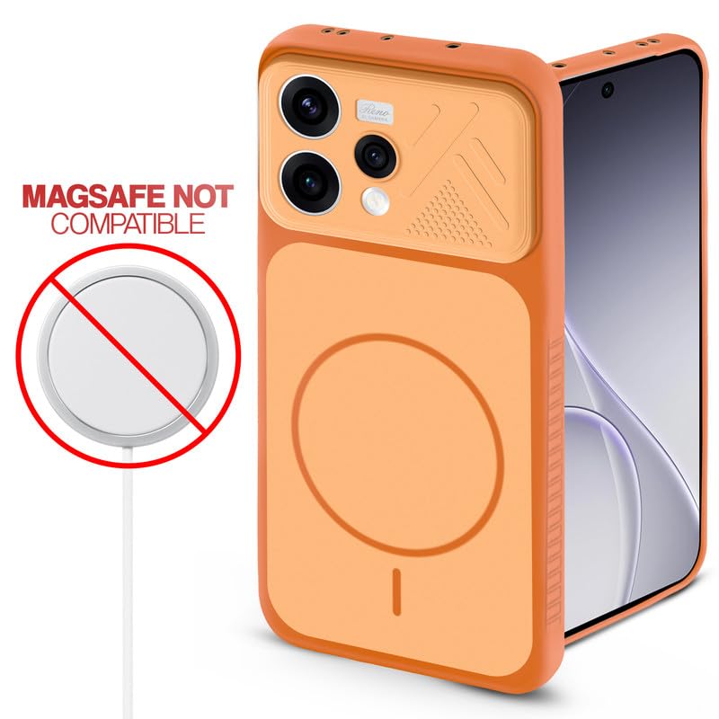 Image of Mr. Case Back Cover for Oppo Reno 15 5G | Ring Design Protective Case with Camera Cut Protection | Anti Slip Grip | Shockproof Mobile Cover - Orange