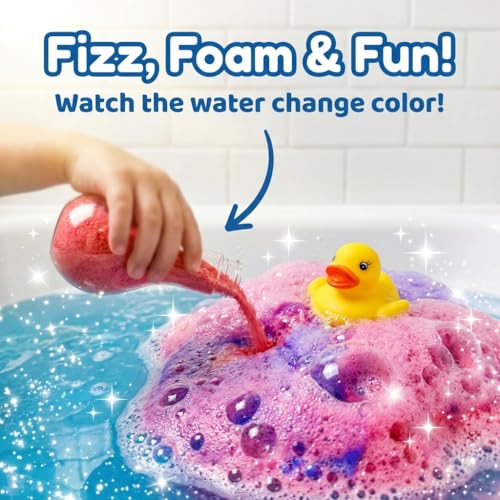 ZenseMe Bubble Bath Bombs for Boys with Mini Toy Ducks Inside – Bubble Bath for Kids - Kids Bath Bombs Toys Powder– Bathtime Experiment Kit Mix - Blast of Foam & Colours – Gift Set of 4 - Bath Toys