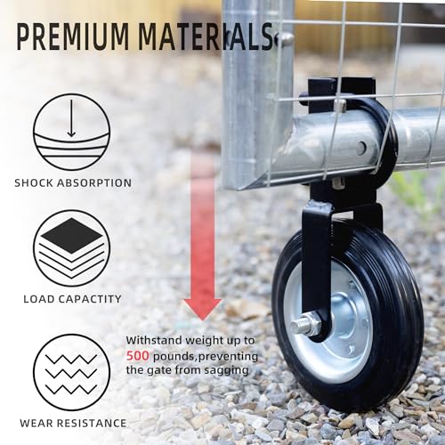 Image of 6 Inch Heavy Duty Gate Wheels for Metal Tube Frames, Support Wheel for Chain Link Fence, Prevent Dragging, 1-5 /8 inch to 2 inch Frames, Black - 2 Pcs
