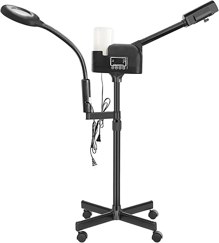 Vaporizador facial profesional 2 en 1 para cara, lámpara de aumento LED 5X, vaporizador facial de ozono caliente para esteticista belleza, equipo