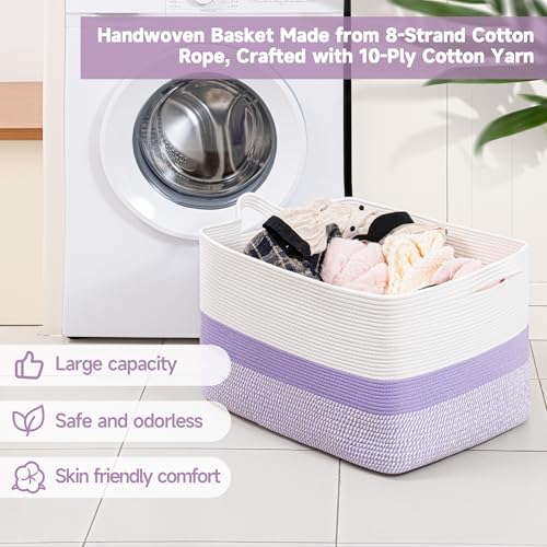 50% Off CLHMILY&Z Cotton Rope Storage Basket - Purple & White