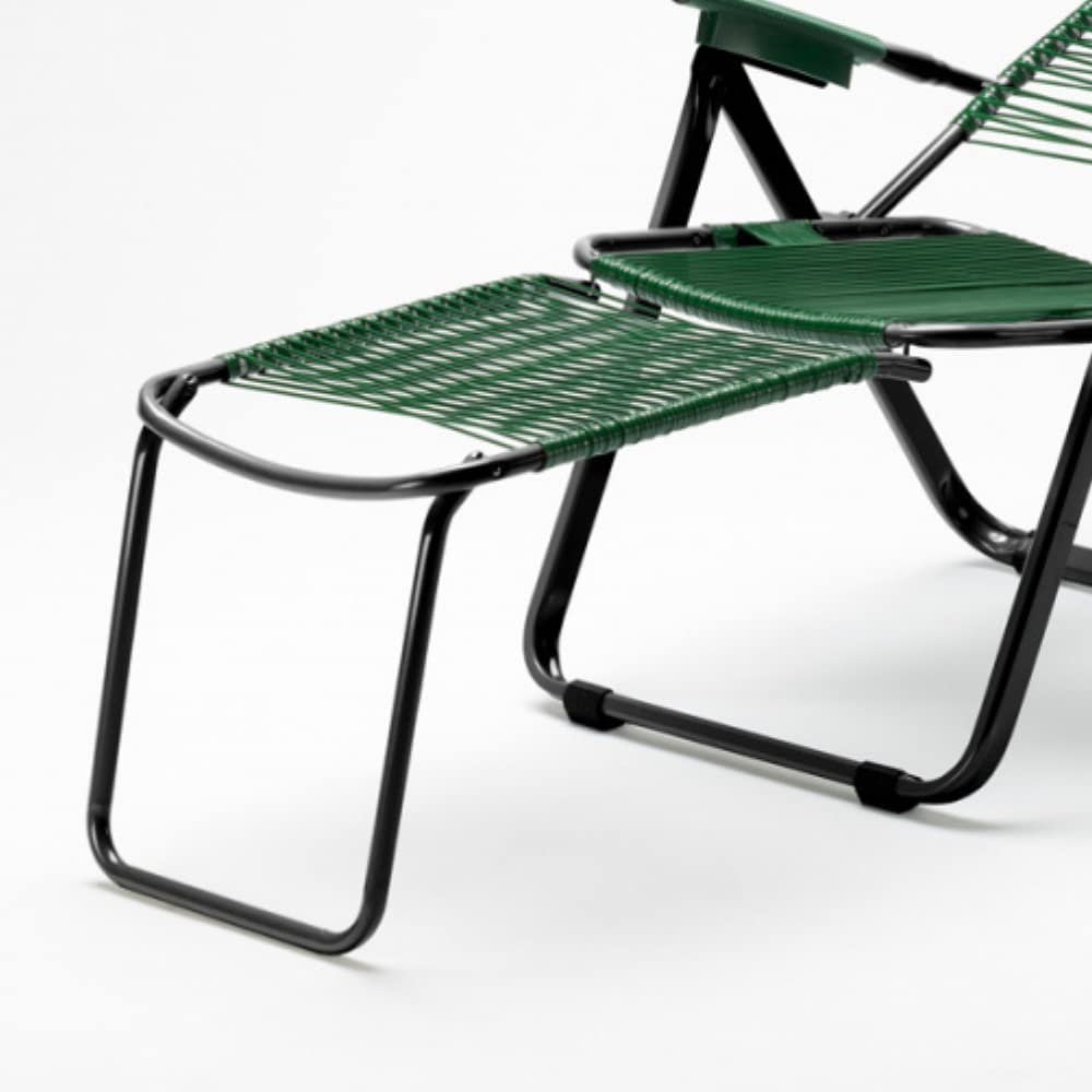 Tomaino Sdraio da giardino in acciaio con corde in plastica, Poltrona cordonata (verde)