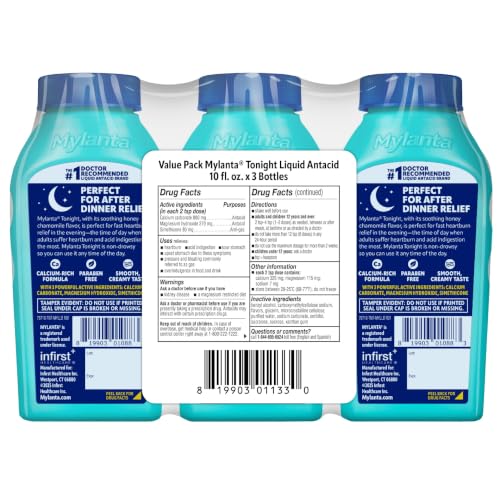 Image of Mylanta Tonight Heartburn & Gas Relief, Honey Chamomile, 10 oz (Pack of 3)