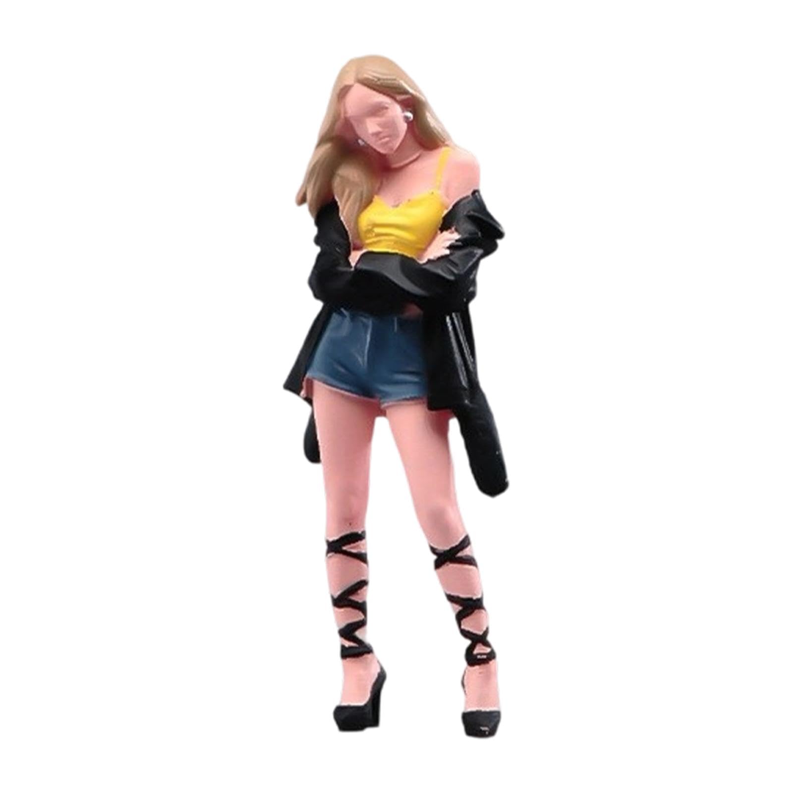Sharplace 1:64 Girl with Long Hair Model Tiny People Model Photo Prop Stimulated Miniature Figure Female Figure for Desktop Decoration