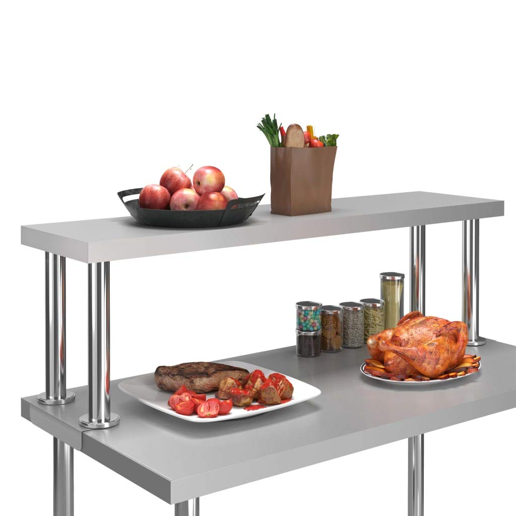 Mesa de trabajo de acero inoxidable 120 x 30 x 35 cm para gastronomía, equipo de cocina, restaurante, catering, hotel, aperitivo, cantina, buffet, cocina grande