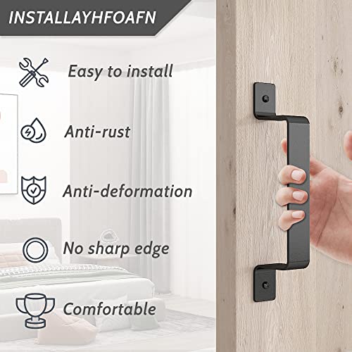 Sankeytew Barn Door Pull Handle Black Steel Hardware For Sliding Door Gate Cabinet Closet Drawer Garage Shed, Rustic Style (2 Pcs) #TOP2