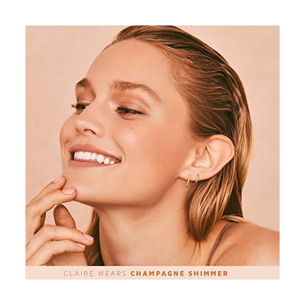 FLOWER Beauty By Drew Barrymore Shimmer + Strobe Highlighting Palette - Glowing Bronzer Powder Kit For Face + Blendable Coverage - Skintones + 3 Enhancing Colors (Strobe Brush) Included - Champagne Shimmer