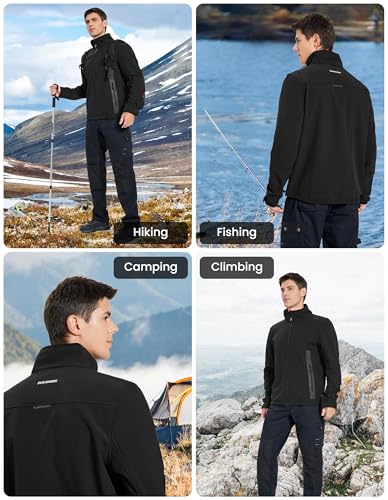 Image of DURAWERK Softshell Jacket Mens Fleece Jacket Water Resistant Jackets Work Jackets for Men Tactical Jacket Windbreaker