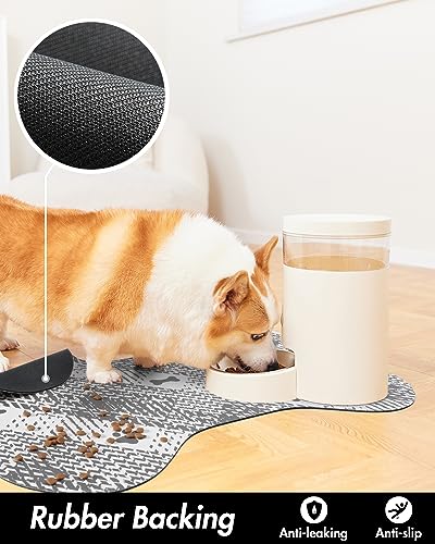 PADOOR-Absorbent-Pet-Food-Mat-Bone-Shaped-Dog-Bowl-Mat-Quick-Dry-No-Stains-Placemat-for-Sloppy-Drinkers-12×19-BlackWhite PADOOR Absorbent Pet Food Mat Bone Shaped Dog Bowl Mat Quick Dry No Stains Placemat for Sloppy Drinkers 12×19 BlackWhite