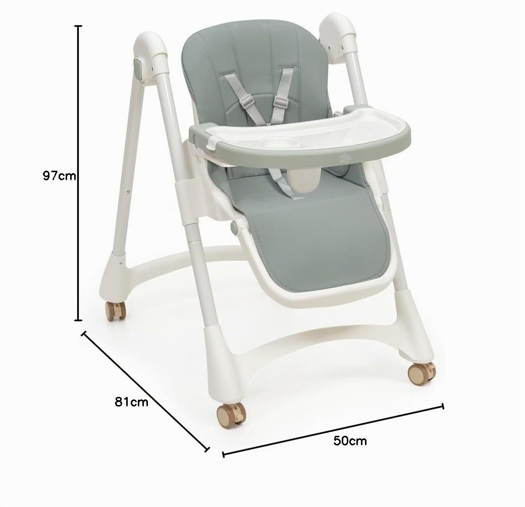 Interbaby Seggiolone Pappa Evolutivo Pieghevole 6-36 Mesi (Practic Verde) | Fino a 20 kg. Sedia pappa portatile, schienale 4 posizioni, 8 altezze, vassoio regolabile, cintura 5 punti, alluminio leggero