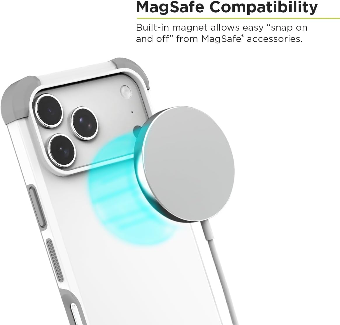 PureGear Case for Apple iPhone 17 Pro (2025), Military Tested and Approved Protection Magnetic Phone Case, Compatible with MagSafe Heavy-Duty Durable Protective iPhone 17 Pro MagSafe Case, White