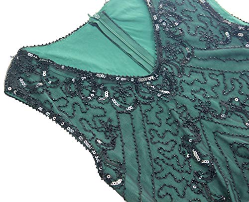 Image of Women Evening Maxi Long Dress 1920s Sequin Mermaid Hem Wedding Prom Gown Costume w / 20s Gatsby Accessories Set