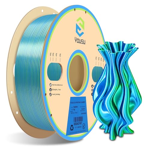 Image of YOUSU Silk PLA Filament 1.75mm, 3D Printer Filament Coextrusion Filament Dual Color, Compatible with Most of 3D Printer, Silk Blue Green 1kg(2.2lbs).