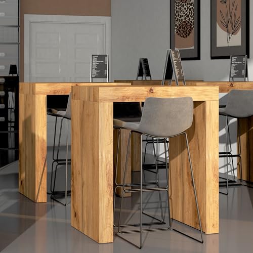 Miniatura 2 de Mobili Fiver, Mesa Alta Evolution 90x60, Cemento Gris Con Dos Patas, Mesa Auxiliar De Cocina Para 2 Personas, Made In Italy