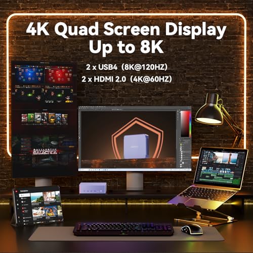 GEEKOM Mini PC AX8 Max, Dual 2.5G Lan AMD Ryzen 7 8745HS (Up to 4.9GHz, 3 Mode) Desktop Computers, Radeon 780M, 32GB DDR5 5600MHz RAM 1TB PCIe SSD, 2xUSB4/PD/WOL/8K 4 Display/Gaming/Business/Win11 Pro - Image 6