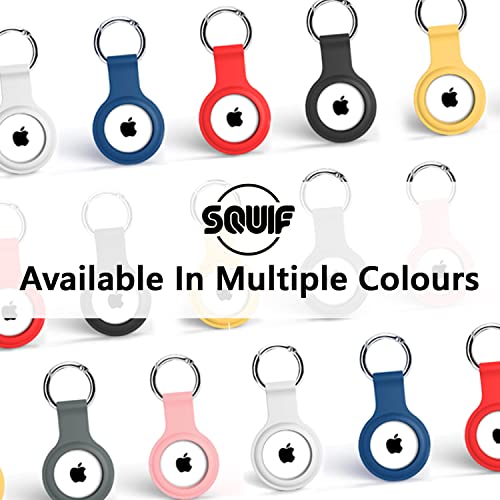 Image of SQUIF Case for Airtags Set of 2 Silicone Case Protective Cover for Airtag Case Locator Tracker Anti-Lost Device Keychain Protection Sleeve (Black Blue)