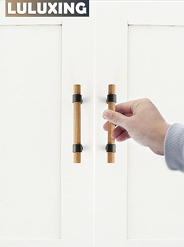 Miniatura 6 de luluxing Manijas de madera ajustables, tiradores de bricolaje sin terminar, manijas ajustables de distancia de doble agujero, tiradores modernos de