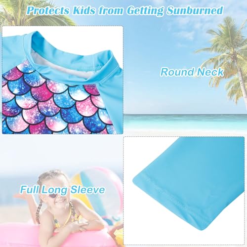Image of TUONROAD Girls 2 Pieces Rash Guard Swimsuit Long Sleeve Tankini for 4-10 Years