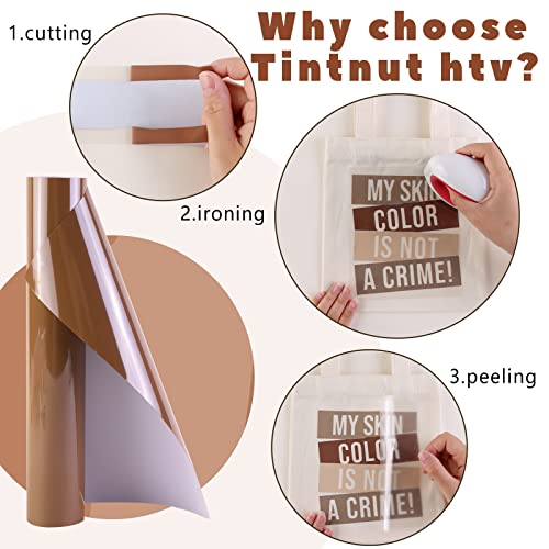 Image of Tintnut Chocolate Heat Transfer Vinyl - 10in x 72in Bundle Brown Iron on Vinyl - 16 Pieces