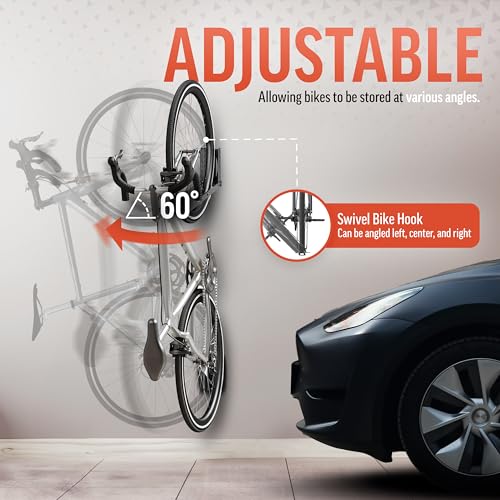 Suporte de parede giratório resistente para bicicleta – comporta até 35 kg – Compartimento de roda c