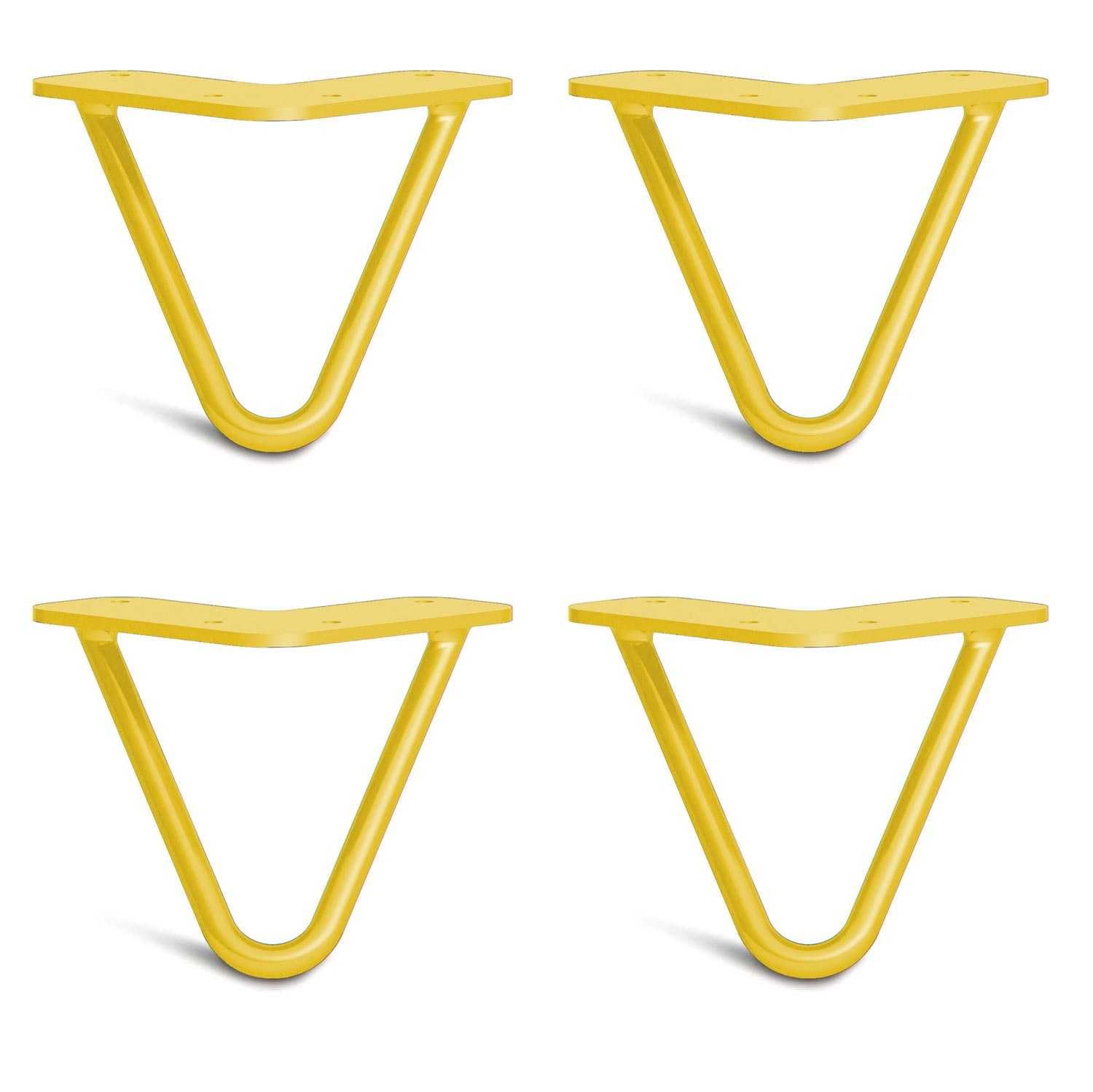 [HLC] 4 x Hairpin Table Legs – Superior Double Weld Steel Construction With Screws, Build Guide & Protector Feet Worth £8 Included! – 10mm Steel [4"/10cm,Yellow]